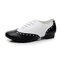 Minishion Dancing Shoes for Men 1" Standard Heel Leather Ballroom Dance Shoes