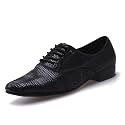 Minishion Dancing Shoes for Men 1" Standard Heel Leather Ballroom Dance Shoes