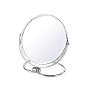 MINISO 7" Dual Sides Round Portable Table Makeup Mirror One Side 2X Magnifying, Vanity Mirror Silver
