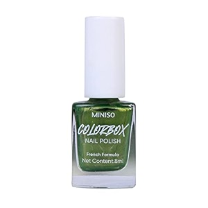 miniso long-lasting nail polish quick dry french formula nail paint metallic finish 8ml - 37 metal green