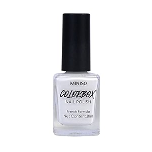 miniso long-lasting nail polishquick dry french formula nail paint glossy finish8ml02 pure white