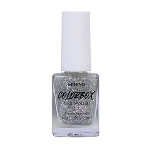 miniso long-lasting nail polishquick dry french formula nail paint glossy finish8ml29 sequins silver