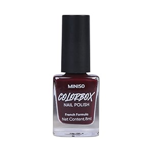 miniso long-lasting nail polishquick dry french formula nail paint glossy finish8ml13 dark red