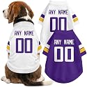Minnesota Dog Clothes Jersey Style Custom Pet T Shirt with Personalized Name Number for Small Medium Large Dogs