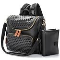 Minsong Diaper Bag Backpack, Small Diaper Backpack for Mom with Changing Station, Stylish Vegan Leather Travel Diaper Nappy Bags (Black)