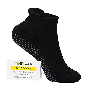 mint amp oak grip socks for men amp women ankle cotton anti slip socks ideal for yoga pilates elderly caresenior citizen walking home