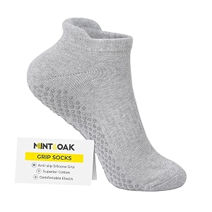 mint amp oak grip socks for men amp women ankle cotton anti slip socks ideal for yoga pilates elderly caresenior citizen walking home