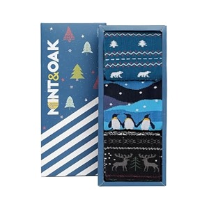 mint amp oak long socks for men soft cotton calf length socks colorful sock gift for men full length amp odour free funky socks - gift box of 3