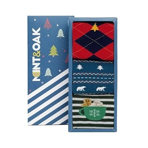 mint amp oak long socks for men soft cotton calf length socks colorful sock gift for men full length amp odour free funky socks - gift box of 3
