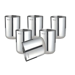 mintage stainless steel water glass blossom plain 22 gauge kitchenware set of-6 pcs mirror finish 35years of innovation and quality