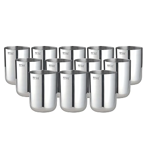 mintage stainless steel water glass blossom plain 22 gauge kitchenware set of-12 pcs mirror finish 35years of innovation and quality