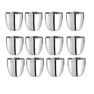 mintage stainless steel water glass lotus plain 22 gauge kitchenware set of-12 pcs mirror finish 35years of innovation and quality