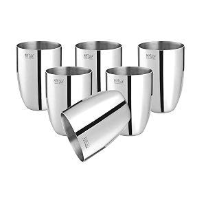 mintage stainless steel water glass lotus plain 22 gauge kitchenware set of-6 pcs mirror finish 35years of innovation and quality