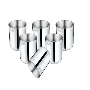 mintage stainless steel water glass purex extra heavy plain 18 gauge kitchenware set of-6 pcs mirror finish 35years of innovation and quality