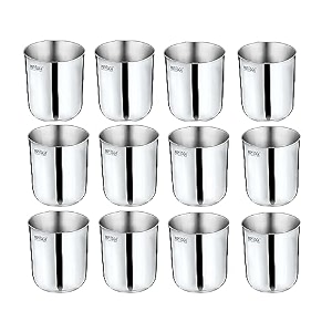mintage stainless steel water glass purex extra heavy plain 18 gauge kitchenware set of-12 pcs mirror finish 35years of innovation and quality