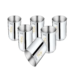 mintage stainless steel water glass purex extra heavy laser 18 gauge kitchenware set of-6 pcs mirror finish 35years of innovation and quality