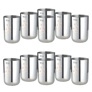 mintage stainless steel water glass sigma extra heavy laser 18 gauge kitchenware set of-12 pcs mirror finish 35years of innovation and quality