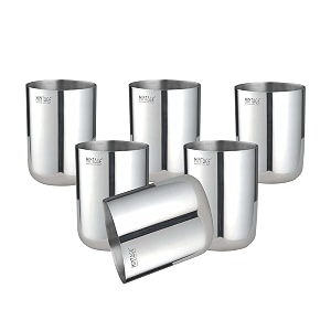 mintage stainless steel water glass sigma extra heavy plain 18 gauge kitchenware set of-6 pcs mirror finish 35years of innovation and quality