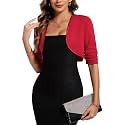 MINTLIMIT Women 3/4 Sleeve Shrug Bolero Open Front Jersey Cropped Cardigan