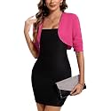 MINTLIMIT Women 3/4 Sleeve Shrug Bolero Open Front Jersey Cropped Cardigan