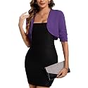 MINTLIMIT Women 3/4 Sleeve Shrug Bolero Open Front Jersey Cropped Cardigan