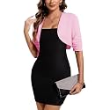 MINTLIMIT Women 3/4 Sleeve Shrug Bolero Open Front Jersey Cropped Cardigan