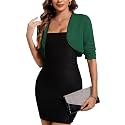 MINTLIMIT Women 3/4 Sleeve Shrug Bolero Open Front Jersey Cropped Cardigan