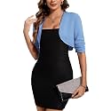 MINTLIMIT Women 3/4 Sleeve Shrug Bolero Open Front Jersey Cropped Cardigan