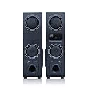 FIRE-Monster 130W Bluetooth 5.0 Twins Home DJ Tower Mic Support Karaoke,Aux/fm/USB with Remote supportable 24 inch Height &6.5 inch Double subwoofer (Black)