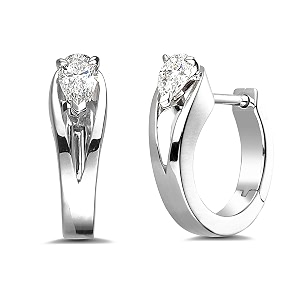 minutiae clip on hoop earring with pear shape austrian cubic zirconia diamond for women and girls