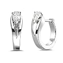 MINUTIAE Clip On Hoop Earring With Pear Shape Austrian Cubic Zirconia Diamond For Women And Girls
