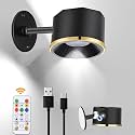 MIOBLUE LED Wall Mounted Reading Light, Wireless Wall Sconce with Remote, 360° Rotation Magnetic Wall Light RGB Picture Painting Light with Dimmable for Living Rooms,Bedrooms, Artwork, Dartboard