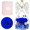 Miofula Gifts for Mom Birthday Gifts for Women, Preserved Flowers Rose in Glass Angel Figurines, Fresh Flowers for Delivery Anniversary Forever Real Roses Gifts for Mothers Grandma Her Wife Girlfriend