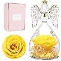 Miofula Gifts for Mom Birthday Gifts for Women, Preserved Flowers Rose in Glass Angel Figurines, Fresh Flowers for Delivery Anniversary Forever Real Roses Gifts for Mothers Grandma Her Wife Girlfriend