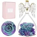 Miofula Gifts for Mom Birthday Gifts for Women, Preserved Flowers Rose in Glass Angel Figurines, Fresh Flowers for Delivery Anniversary Forever Real Roses Gifts for Mothers Grandma Her Wife Girlfriend