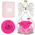 Miofula Gifts for Mom Birthday Gifts for Women, Preserved Flowers Rose in Glass Angel Figurines, Fresh Flowers for Delivery Anniversary Forever Real Roses Gifts for Mothers Grandma Her Wife Girlfriend