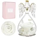 Miofula Gifts for Mom Birthday Gifts for Women, Preserved Flowers Rose in Glass Angel Figurines, Fresh Flowers for Delivery Anniversary Forever Real Roses Gifts for Mothers Grandma Her Wife Girlfriend