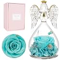 Miofula Gifts for Mom Birthday Gifts for Women, Preserved Flowers Rose in Glass Angel Figurines, Fresh Flowers for Delivery Anniversary Forever Real Roses Gifts for Mothers Grandma Her Wife Girlfriend