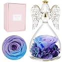 Miofula Gifts for Mom Birthday Gifts for Women, Preserved Flowers Rose in Glass Angel Figurines, Fresh Flowers for Delivery Anniversary Forever Real Roses Gifts for Mothers Grandma Her Wife Girlfriend
