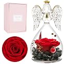 Miofula Gifts for Mom Birthday Gifts for Women, Preserved Flowers Rose in Glass Angel Figurines, Fresh Flowers for Delivery Anniversary Forever Real Roses Gifts for Mothers Grandma Her Wife Girlfriend