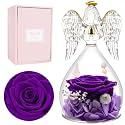 Miofula Preserved Flower Rose Birthday Gifts for Mom, Angel Figurines with Forever Real Rose Gifts for Her Mom Grandma, Angels Gifts for Mothers Day Christmas Anniversary Thanksgiving Birthday