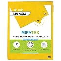 Mipatex Tarpaulin Sheet Waterproof Heavy Duty, Poly Tarp with Aluminium Eyelets Every 3 feet - Multipurpose Plastic Cover for Truck, Roof, Rain, Outdoor or Sun (Yellow) (130 GSM, 5ft x 6ft)