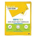 Mipatex Tarpaulin Sheet Waterproof Heavy Duty 11ft x 12ft, Poly Tarp with Aluminium Eyelets Every 3 feet - Multipurpose 130 GSM Plastic Cover for Truck, Home Roof, Rain, Outdoor or Sun (Yellow)