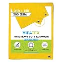 Mipatex Tarpaulin Sheet Waterproof Heavy Duty 6ft x 6ft, Poly Tarp with Aluminium Eyelets Every 3 feet - Multipurpose 200 GSM Plastic Cover for Truck, Roof, Rain, Outdoor or Sun (Yellow)