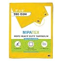 Mipatex Tarpaulin Sheet Waterproof Heavy Duty 5ft x 9ft, Poly Tarp with Aluminium Eyelets Every 3 feet - Multipurpose 200 GSM Plastic Cover for Truck, Home Roof, Rain, Outdoor or Sun (Yellow)