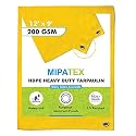 Mipatex Tarpaulin Sheet Waterproof Heavy Duty 12ft x 9ft, Poly Tarp with Aluminium Eyelets Every 3 feet - Multipurpose 200 GSM Plastic Cover for Truck, Home Roof, Rain, Outdoor or Sun (Yellow)