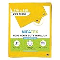 Mipatex Tarpaulin Sheet Waterproof Heavy Duty 6ft x 6ft, Poly Tarp with Aluminium Eyelets Every 3 feet - Multipurpose 200 GSM Plastic Cover for Truck, Roof, Rain, Outdoor or Sun (Yellow)