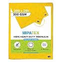 Mipatex Tarpaulin Sheet Waterproof Heavy Duty 6ft x 6ft, Poly Tarp with Aluminium Eyelets Every 3 feet - Multipurpose 200 GSM Plastic Cover for Truck, Roof, Rain, Outdoor or Sun (Yellow)