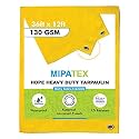 Mipatex Tarpaulin Sheet Waterproof Heavy Duty, Poly Tarp with Aluminium Eyelets Every 3 feet - Multipurpose Plastic Cover for Truck, Roof, Rain, Outdoor or Sun (Yellow) (130 GSM, 5ft x 6ft)