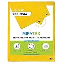 Mipatex Tarpaulin Sheet Waterproof Heavy Duty 6ft x 6ft, Poly Tarp with Aluminium Eyelets Every 3 feet - Multipurpose 200 GSM Plastic Cover for Truck, Roof, Rain, Outdoor or Sun (Yellow)
